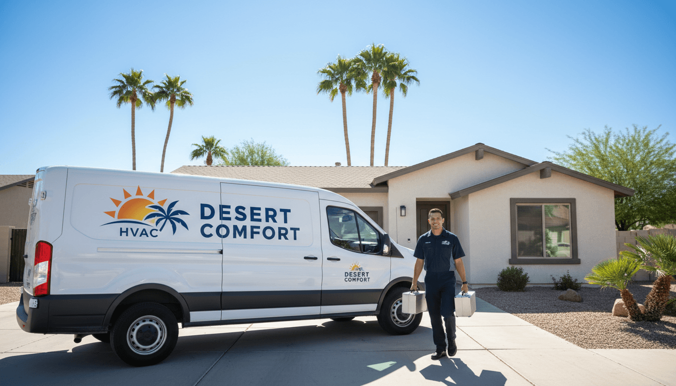 Lincoln Air & Plumbing service vehicle at customer home in Phoenix